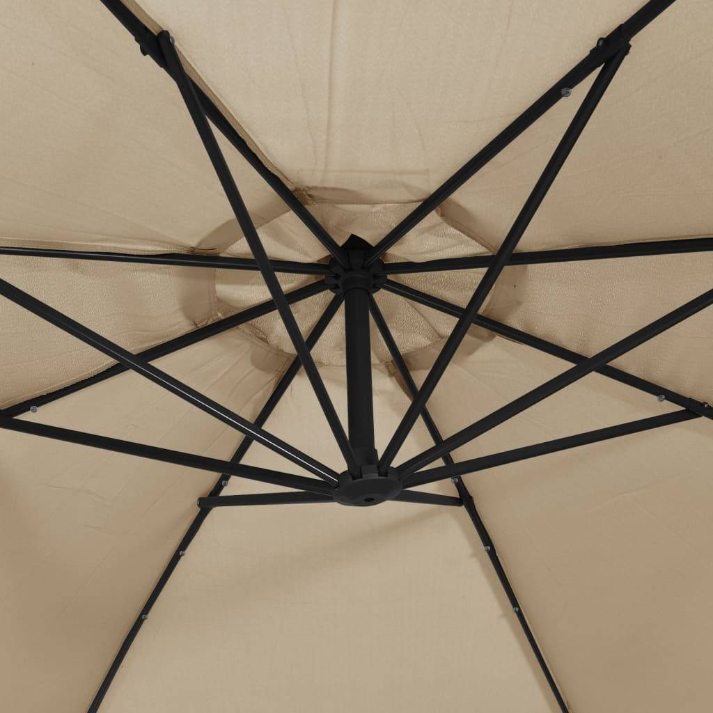 Helloshop26 - Parasol meuble de jardin en porte-à-faux led et mât en acier 300 cm taupe - Imagen 6