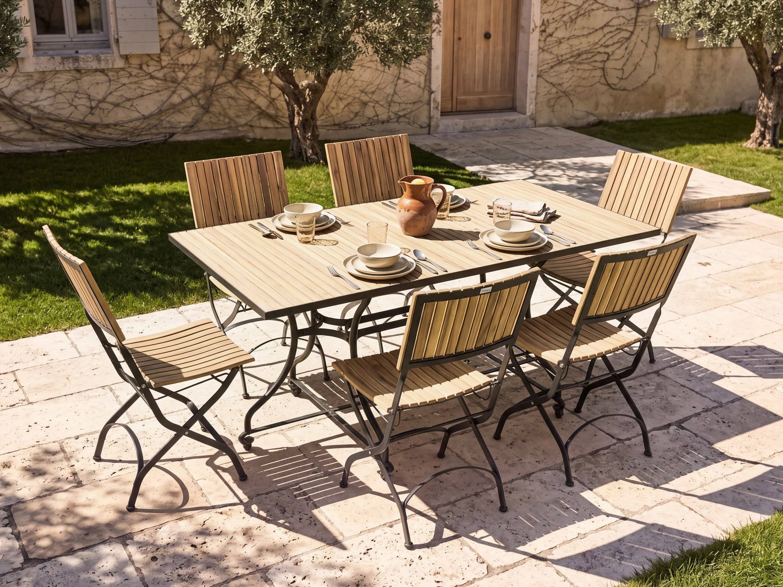 Beliani - Table de repas, 6 Personnes Acacia Marron clair LASCARI - 90x160x73- Beliani - Image 1