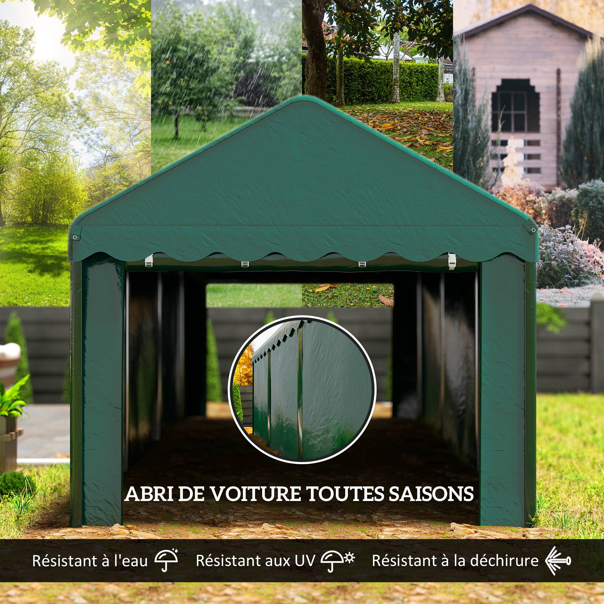 Abri de jardin acier galvanisé vert 594 x 300 x 280 cm - PANGIVO - Image 6