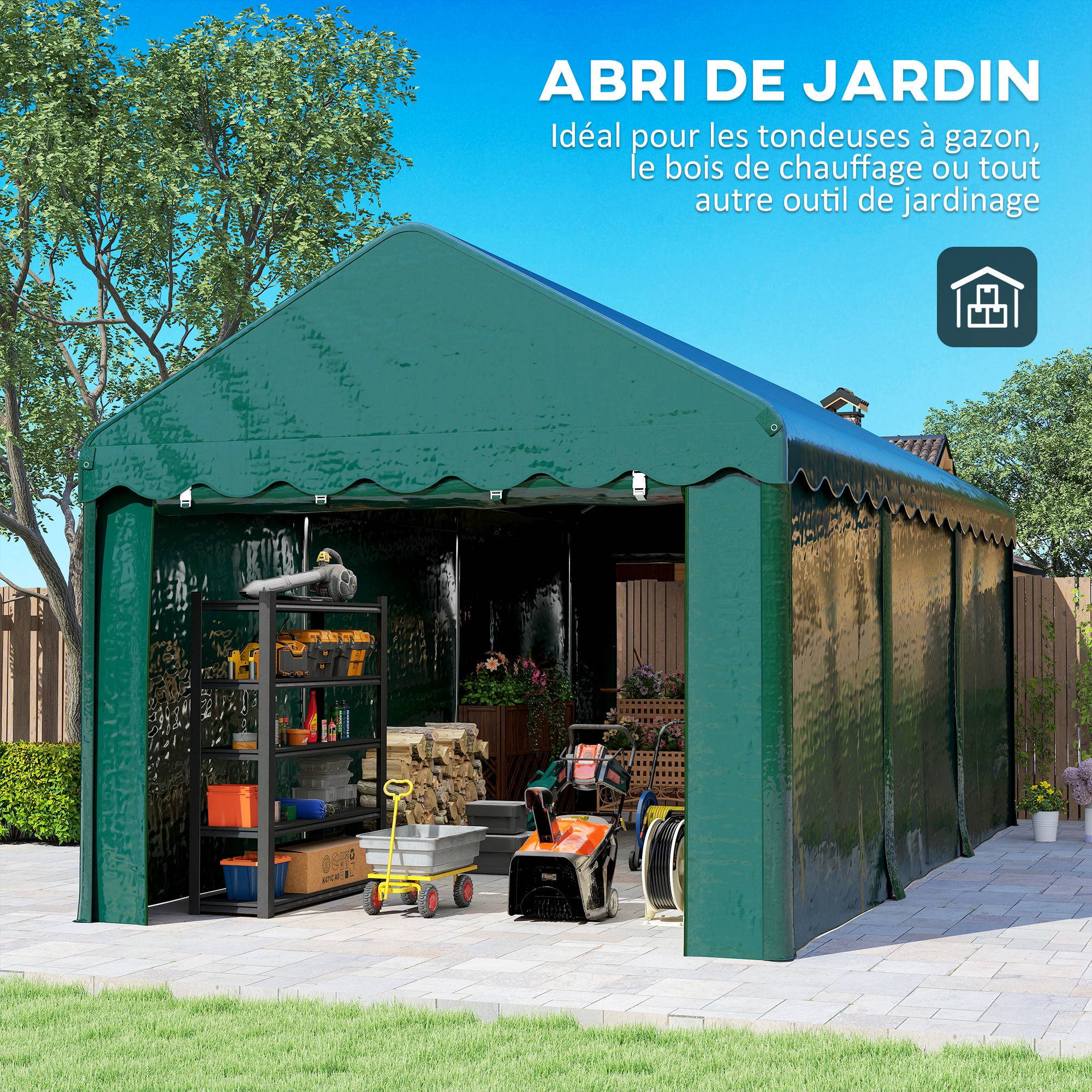Abri de jardin acier galvanisé vert 594 x 300 x 280 cm - PANGIVO - Image 10