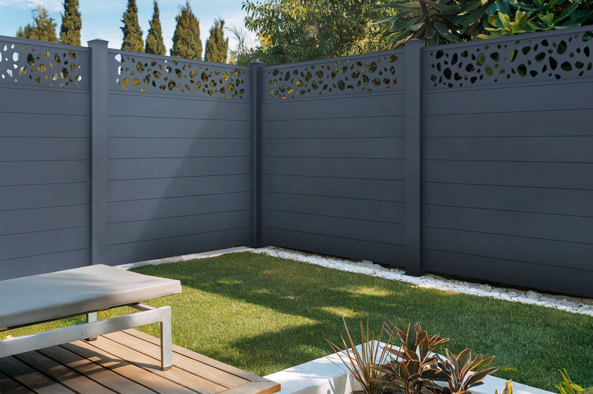 Casanoov Kit clôture aluminium semi-ajourée SUNNY – H.170  cm – L.1,90 m – kit complet - Image 1