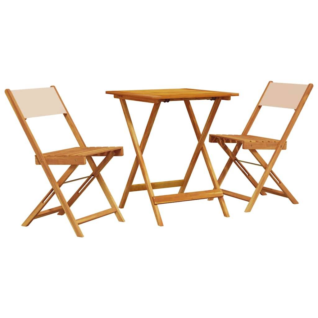 Vidaxl - Ensemble de bistro 3 pcs-Salons de jardin beige tissu et bois massif 174710 - Image 2
