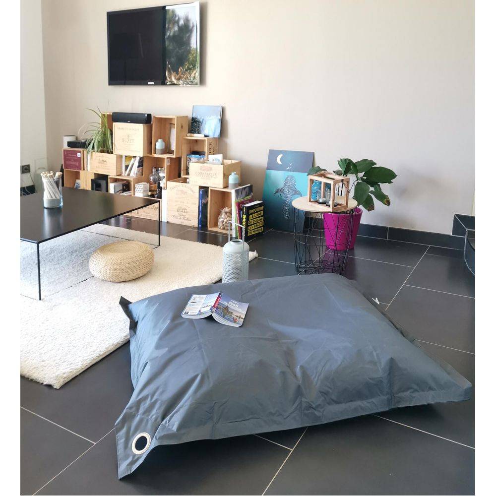 Jardindeco - Grand coussin uni Maxi Gris anthracite - Imagen 2