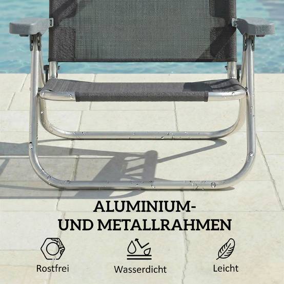 Chaise longue pliable Longue de jardin avec toit réglable par coussin, dossier réglable dans 6 directions 62 x 68 x 79 cm Gris - Image 8