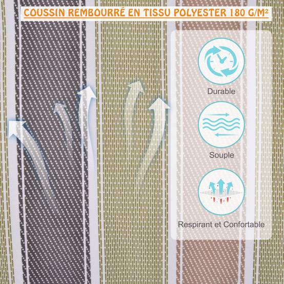 Chaise suspendue hamac coton jardin assise respirante macramé 100cm rayé - ComfortXL Outdoor Living - Image 6