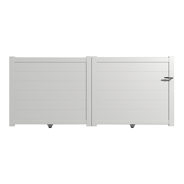 Portail Packit - Portail alu coulissant plein en kit dim. L.4000 (entre piliers) X H.1500 mm  Blanc (RAL 9010)