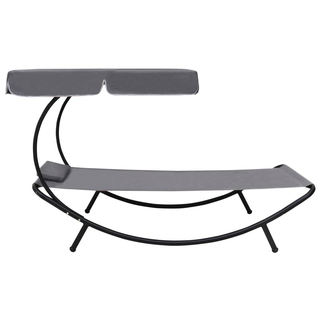 Vidaxl - Lit de repos d'extérieur avec auvent et oreiller Gris vidaXL 48079 - Image 2