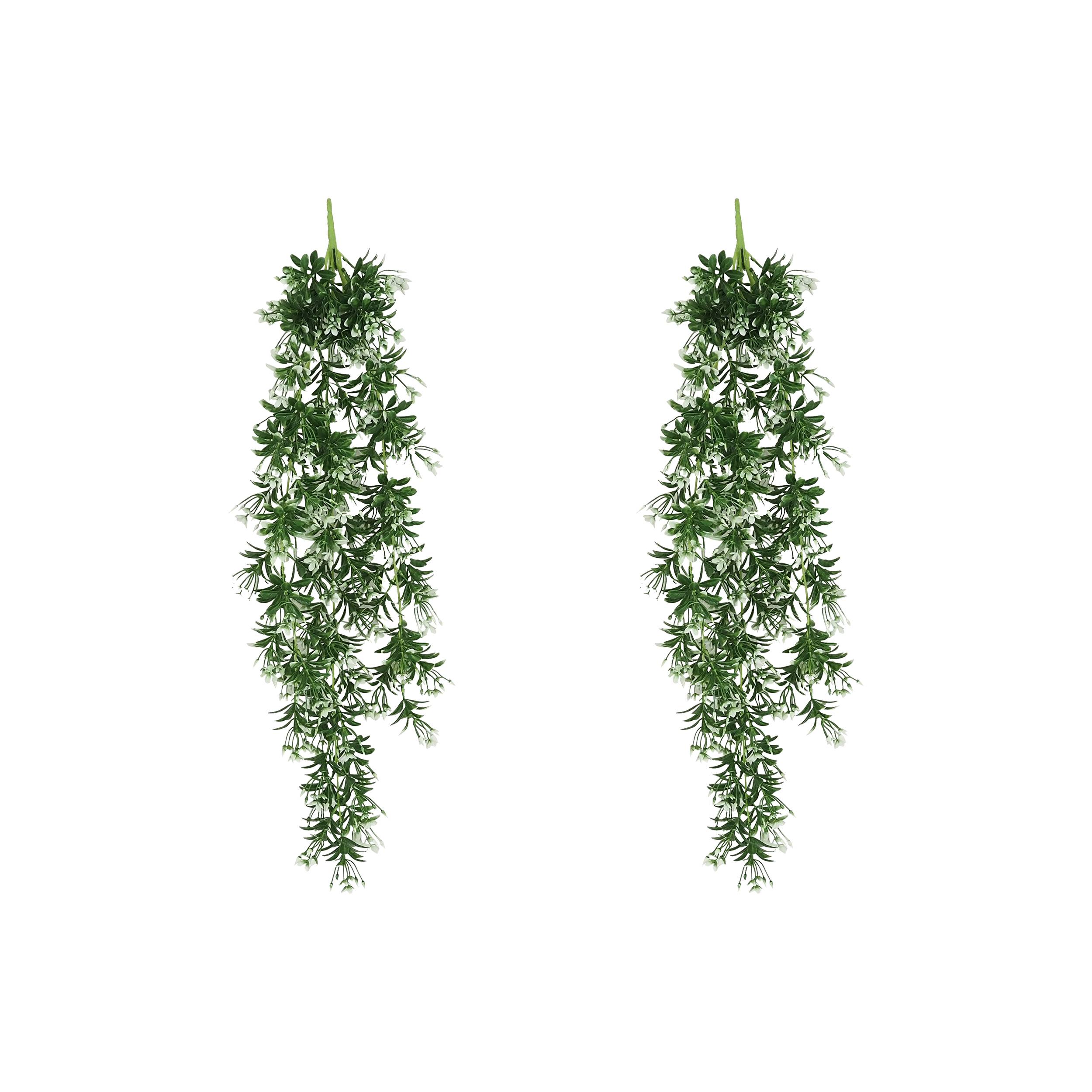 Ligne Deco - Chute plante artificielle fleurs blanches 90cm lot de 2 - Image 1