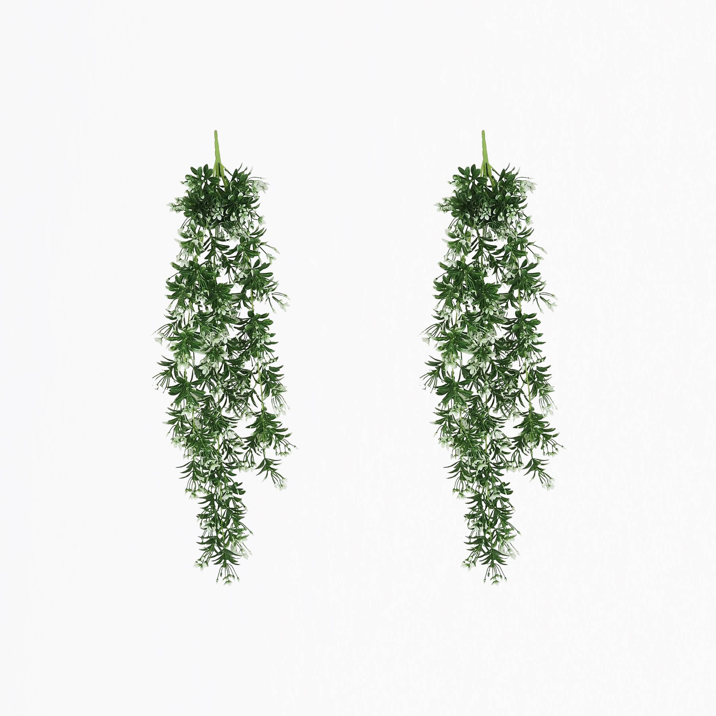 Ligne Deco - Chute plante artificielle fleurs blanches 90cm lot de 2 - Image 2