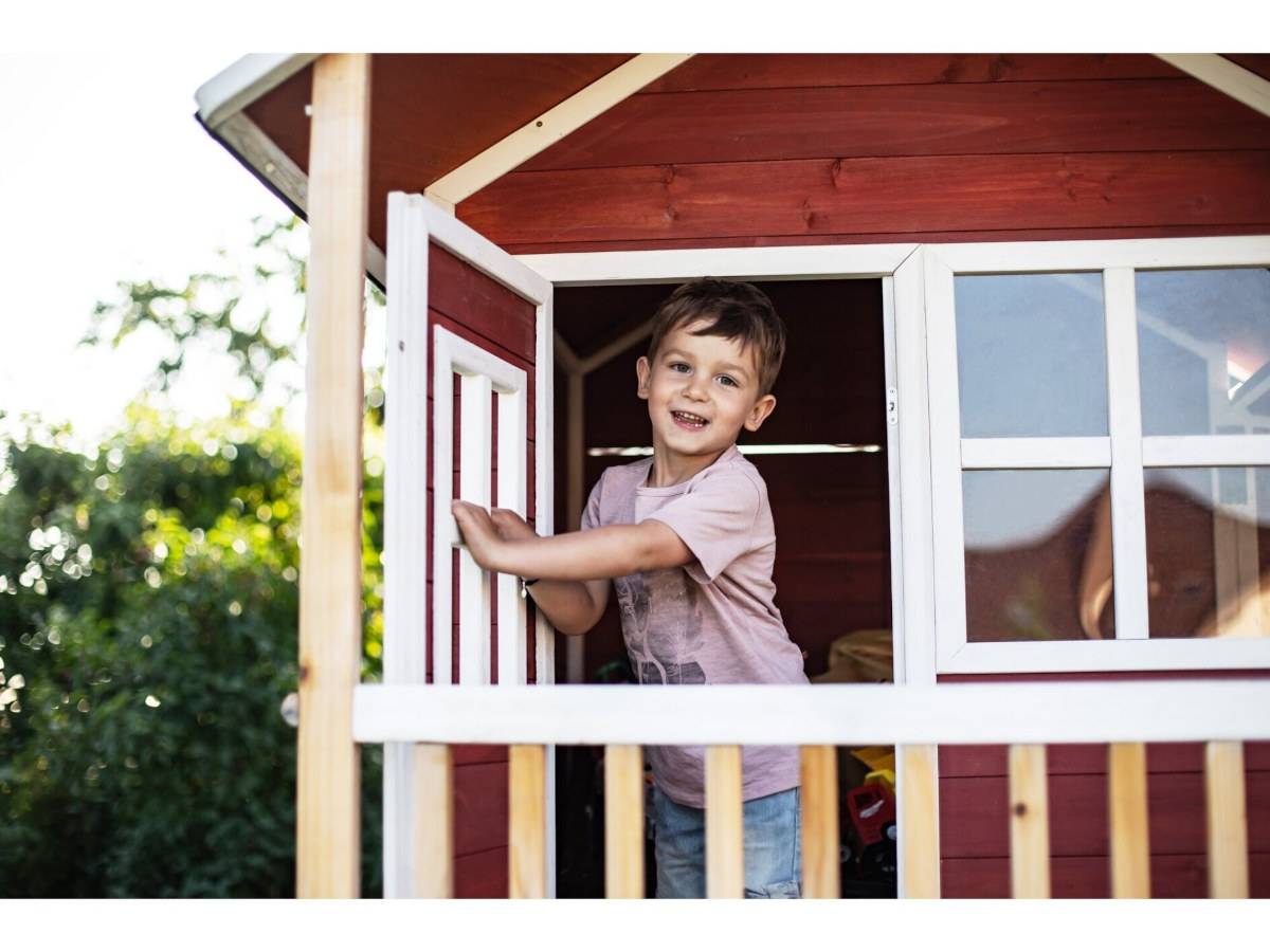 Exit Toys - Maisonnette en bois pour enfants Loft 300 Rouge - Exit Toys - Imagen 5