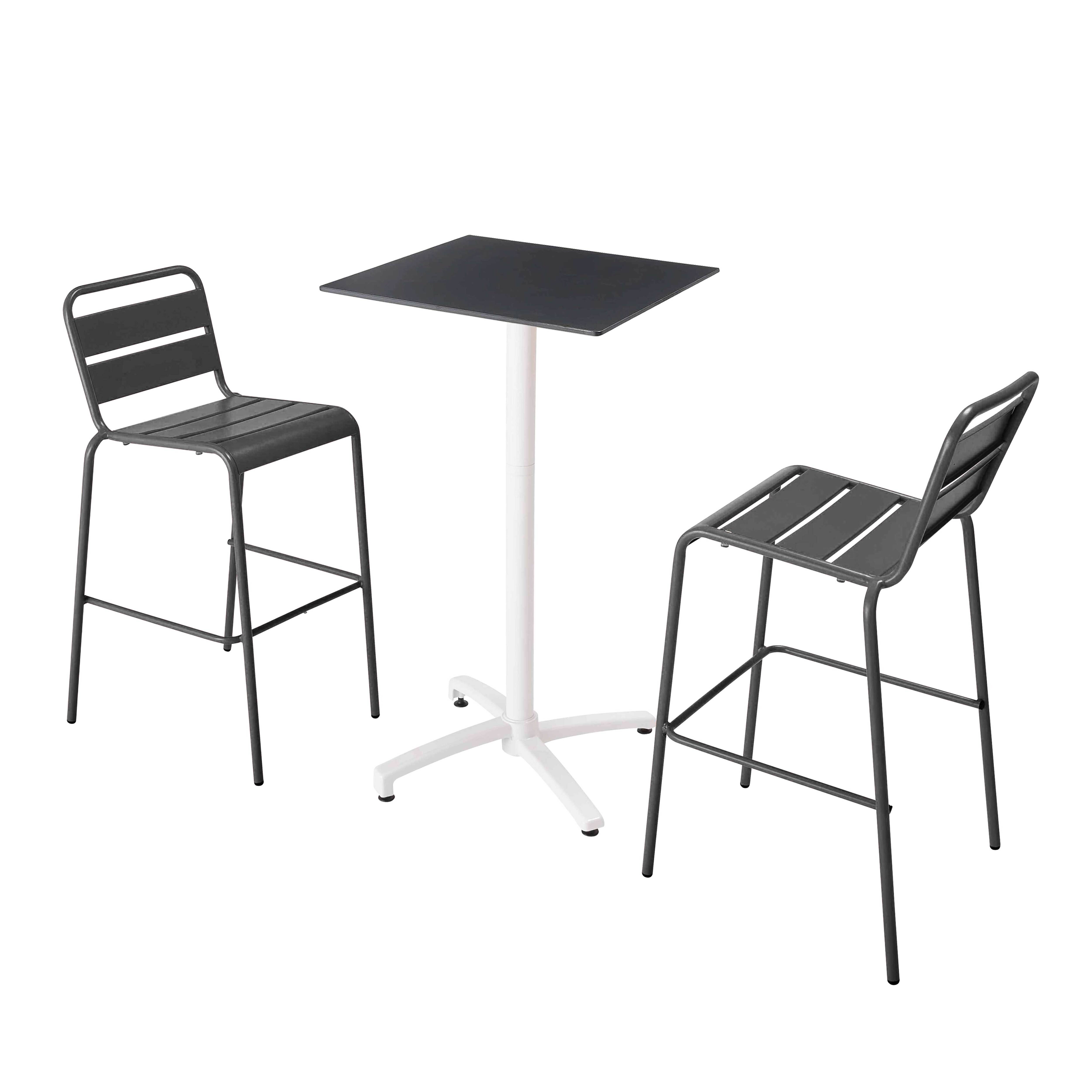 Oviala - Ensemble table haute stratifié noir et 2 chaises hautes gris - Oviala - Imagen 1