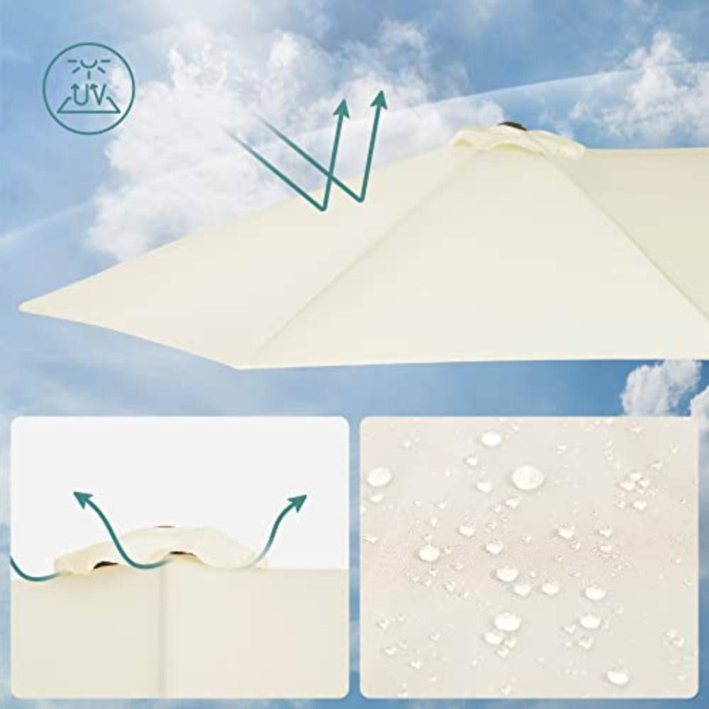 Helloshop26 - Parasol double 460 x 270 cm ombrelle extra large pour terrasse protection UPF 50+ avec manivelle pour jardin extérieur piscine plage sans socle beige - Imagen 3