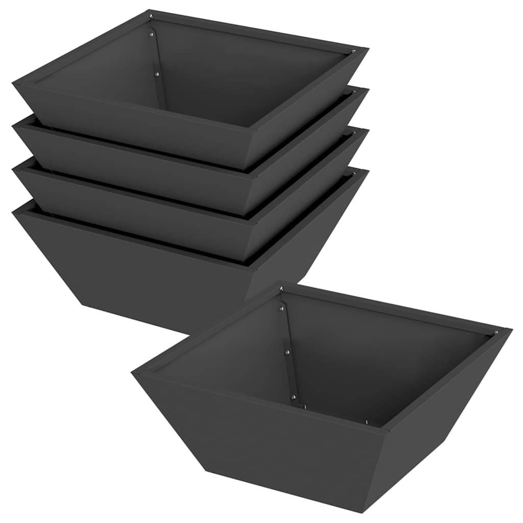 Cache-pot de jardin 5 pcs | Bac à fleurs Noir 40 x 40 x 15 cm - Image 1