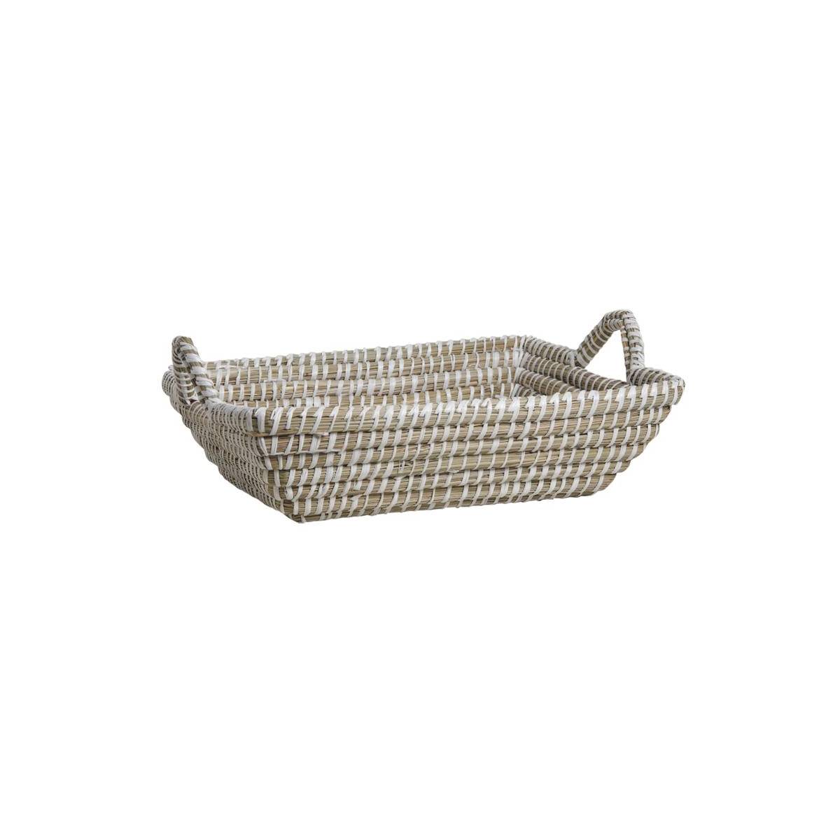 Aubry Gaspard - Manne rectangulaire en jonc naturelle Blanc L 40cm