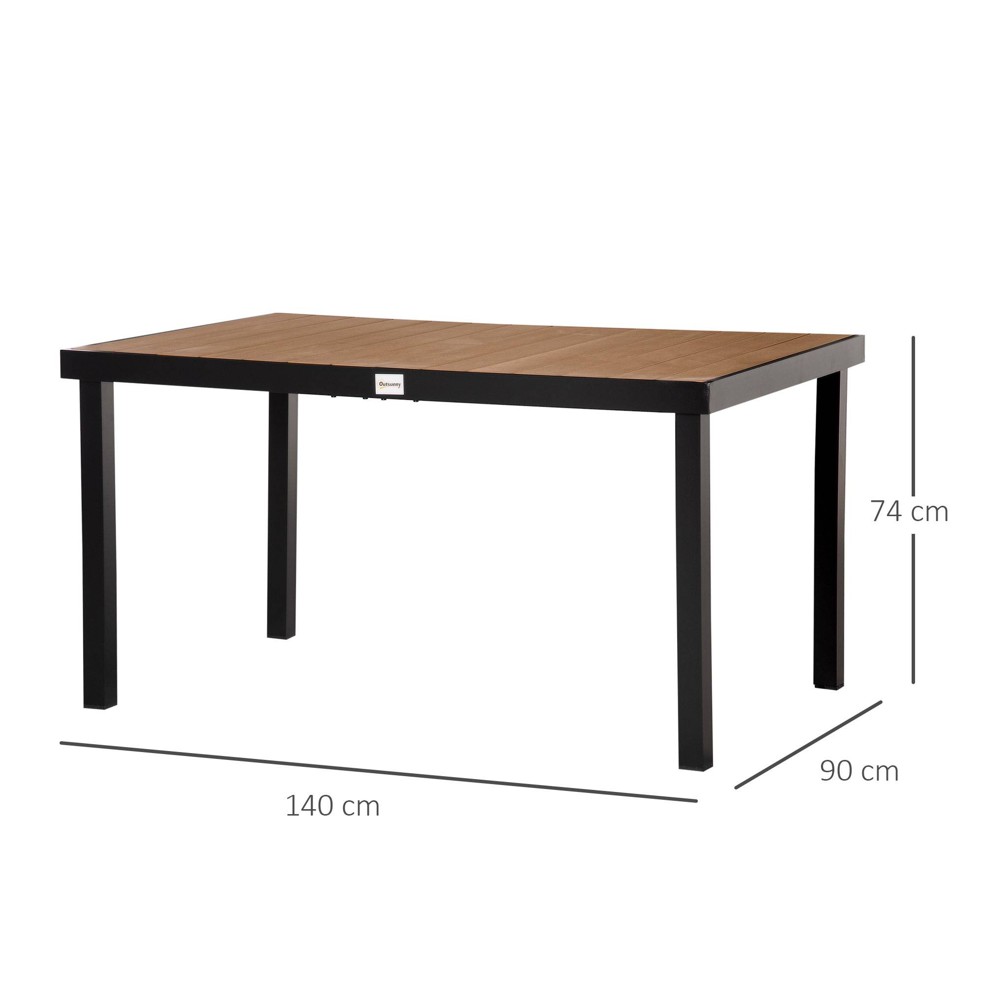 ComfortXL - Table de jardin aluminium 140 x 90 cm naturel noir terrasse repas 6 personnes - ComfortXL Outdoor Living - Image 5