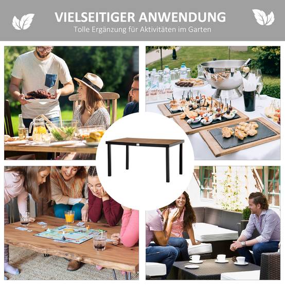 ComfortXL - Table de jardin aluminium 140 x 90 cm naturel noir terrasse repas 6 personnes - ComfortXL Outdoor Living - Image 8