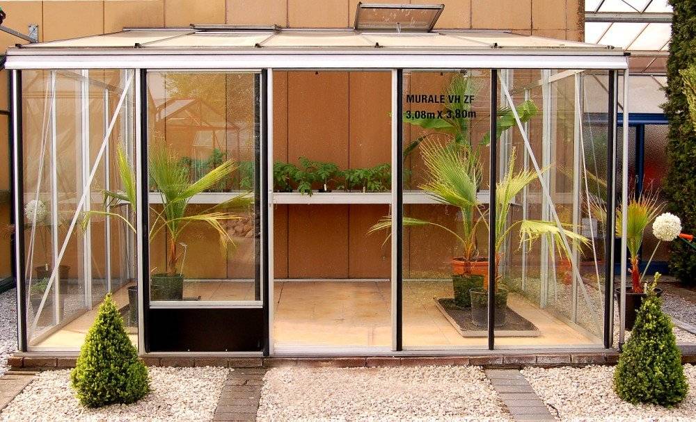 20m²  -  Serre en verre 4 mm securit  - Euro Murale serre adossée - Laquée - 20m² - vert mousse - L'atelier Des Serres - Imagen 2