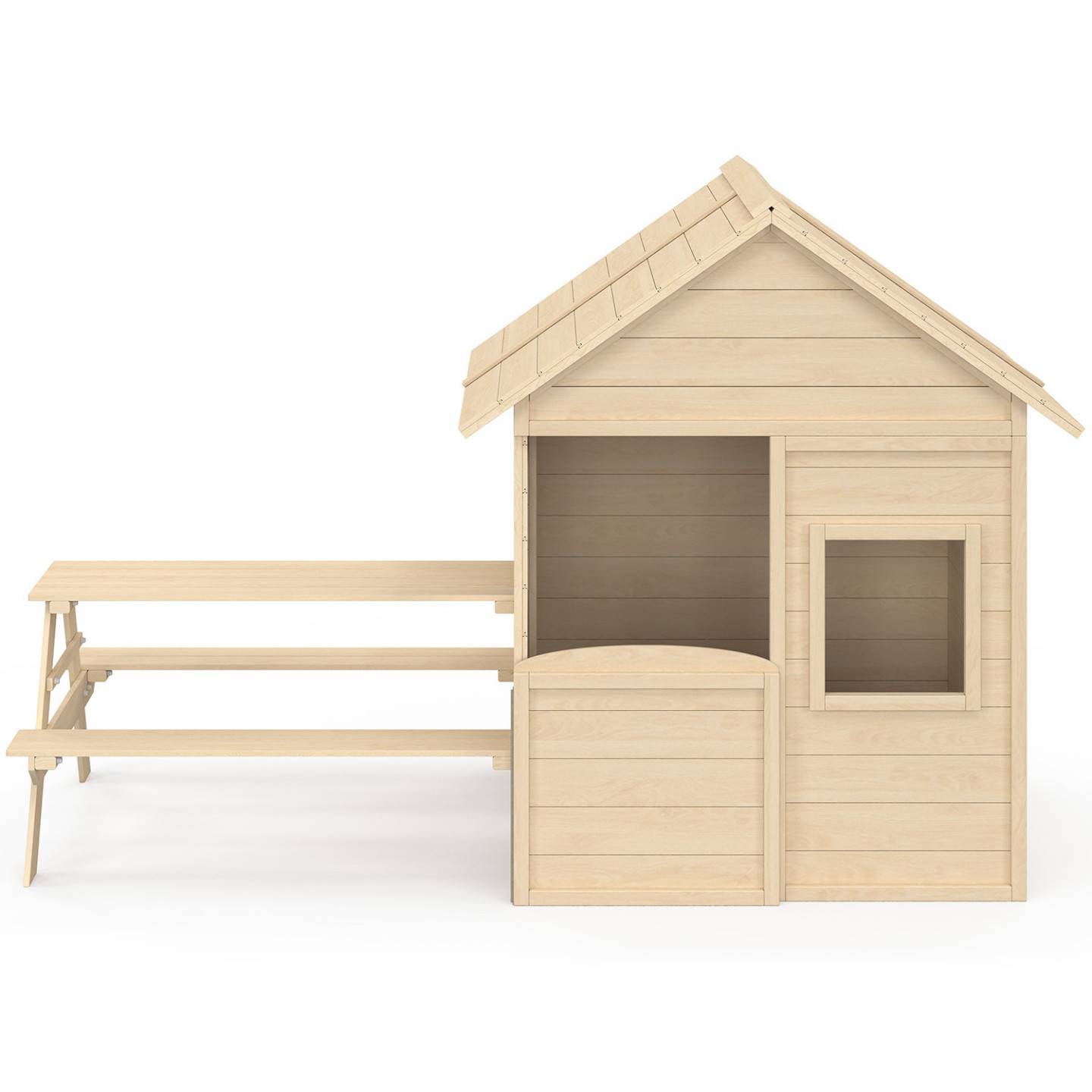 Maisonnette enfant en bois ODYSSEY, cabane de jeux extérieure avec table de pique-nique intégrée - Image 3
