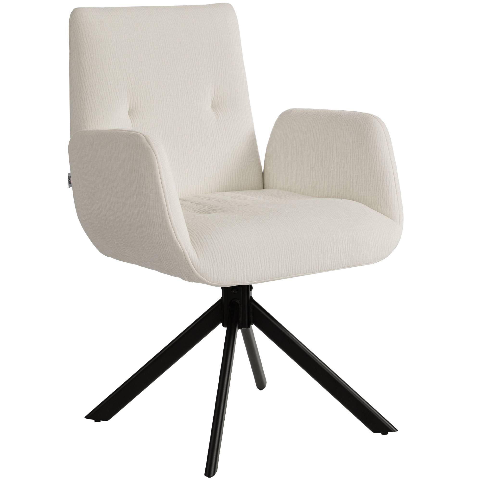 Fauteuil rembourré, fauteuil d'appoint, design moderne, pivotant, jusqu'à 120 kg, blanc crème - Image 2