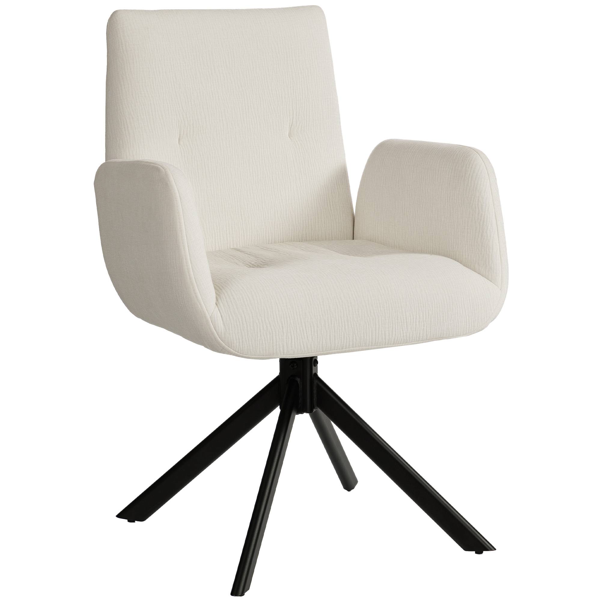 Fauteuil rembourré, fauteuil d'appoint, design moderne, pivotant, jusqu'à 120 kg, blanc crème - Image 1