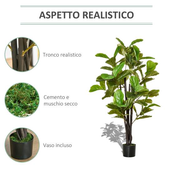 Ficus artificiel intérieur/extérieur, réaliste, 78 feuilles, 130cm - Image 6