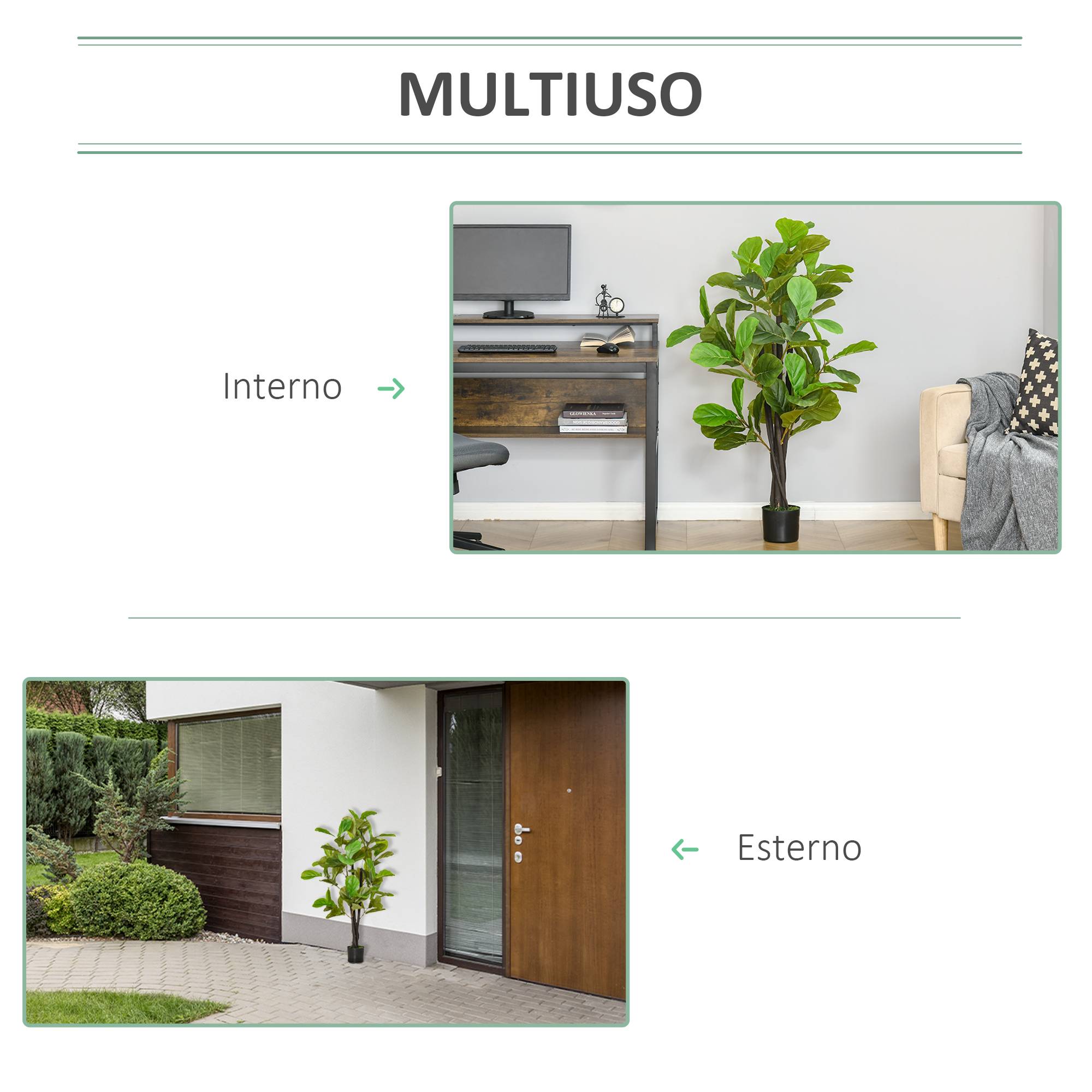 Ficus artificiel intérieur/extérieur, réaliste, 78 feuilles, 130cm - Image 8