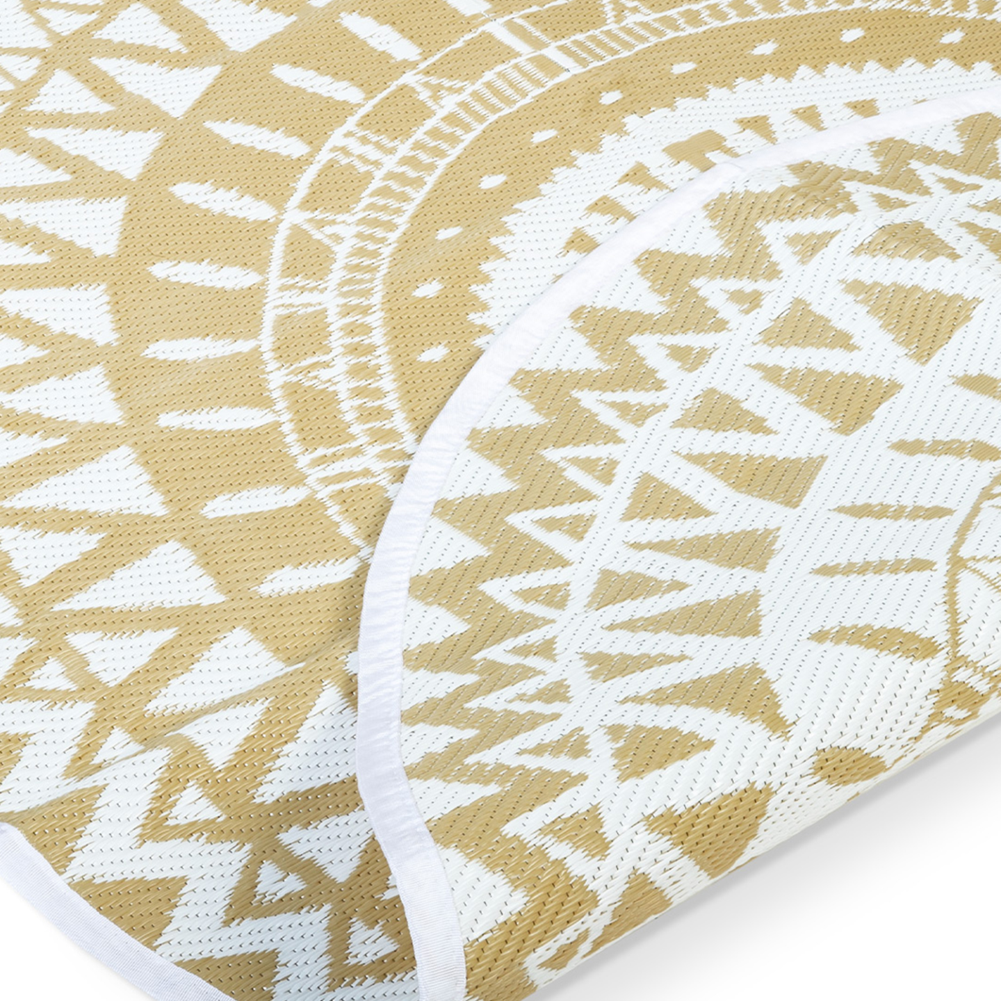 Tapis extérieur ROND naturel et blanc D.150 CM - Image 3