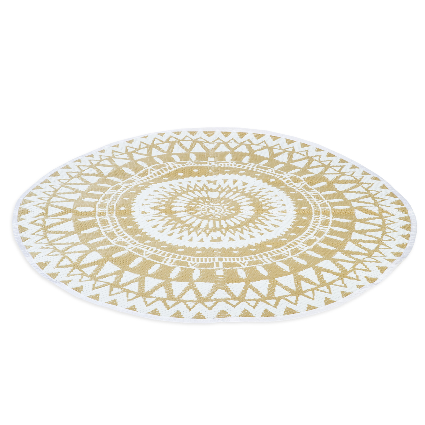 Tapis extérieur ROND naturel et blanc D.150 CM - Image 2