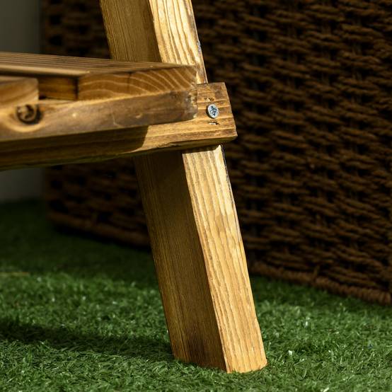 Sans Marque - Étagère à plantes en bois forme pyramidale échelle pliante avec 3 étagères 60 x 37 x 93 cm marron - Image 10