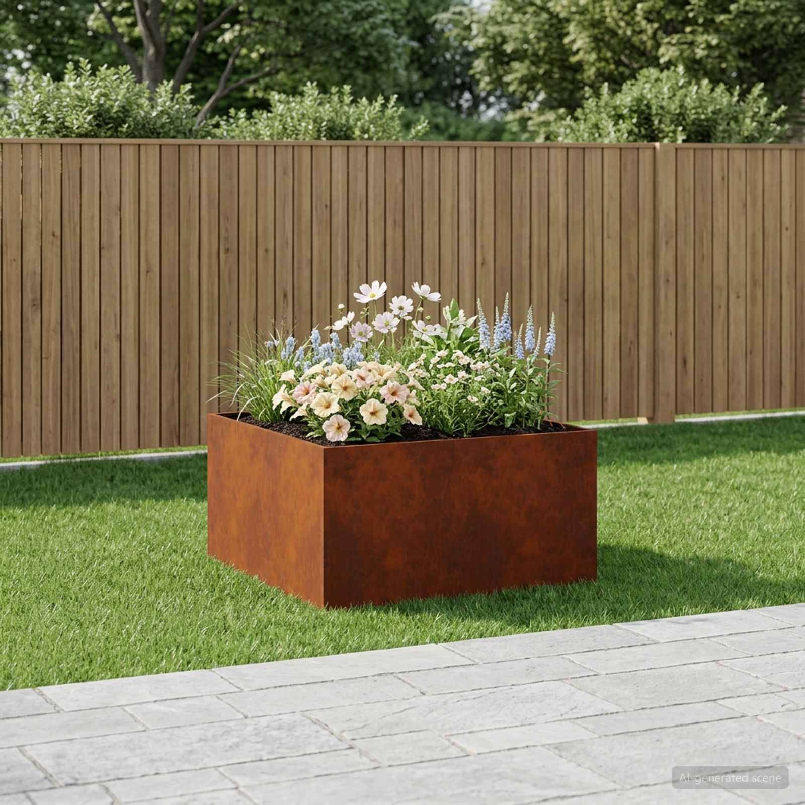Vidaxl - Cache-pot de jardin Rouillé 60 x 60 x 40 cm Acier patiné vidaXL 8005104 - Image 1