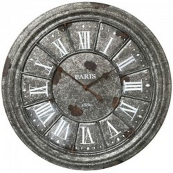 Chemin De Campagne - ~ Horloge murale décorative salon cuisine vintage métal gris Ø.61 cm Chemin de campagne - Imagen 1
