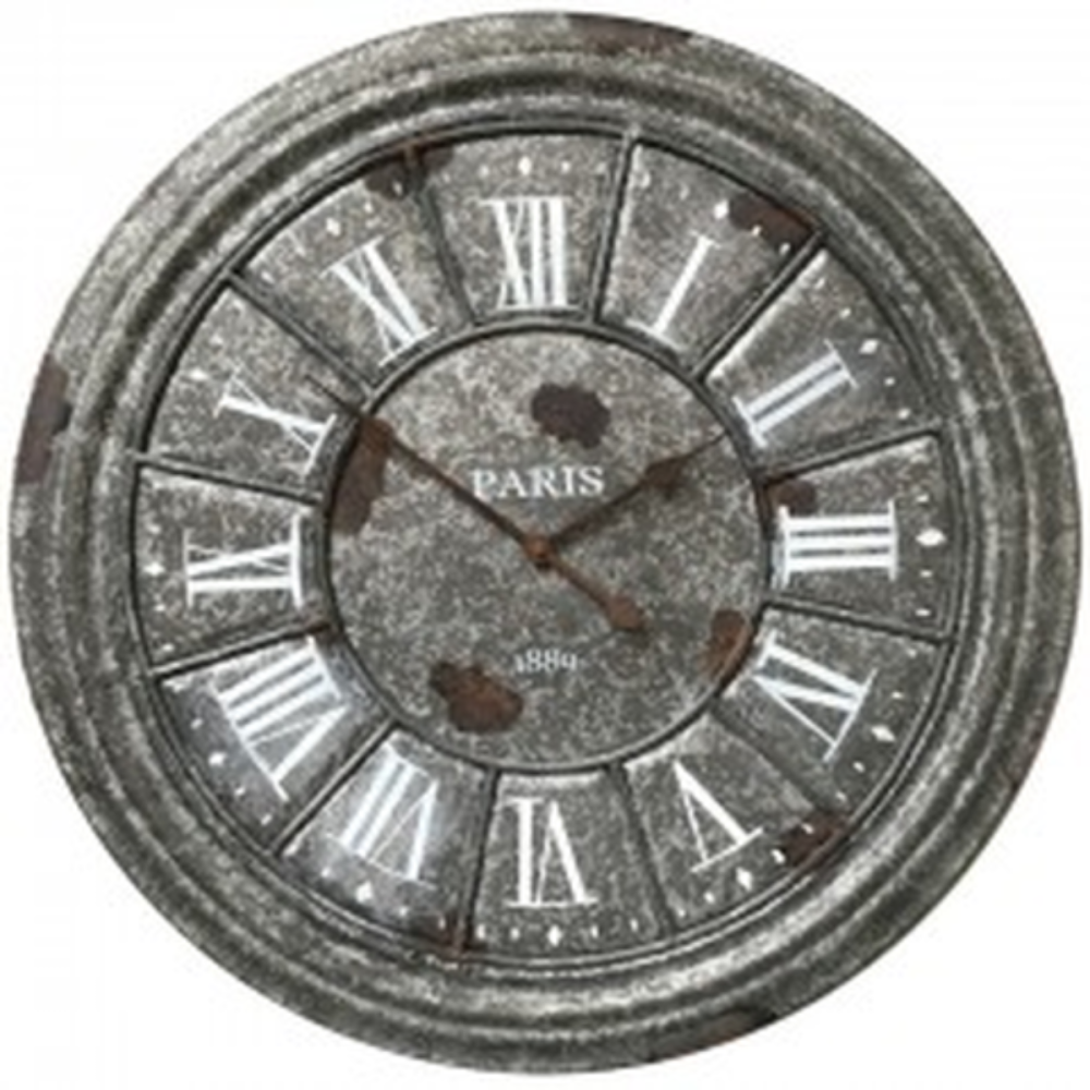 Chemin De Campagne - ~ Horloge murale décorative salon cuisine vintage métal gris Ø.61 cm Chemin de campagne - Imagen 1