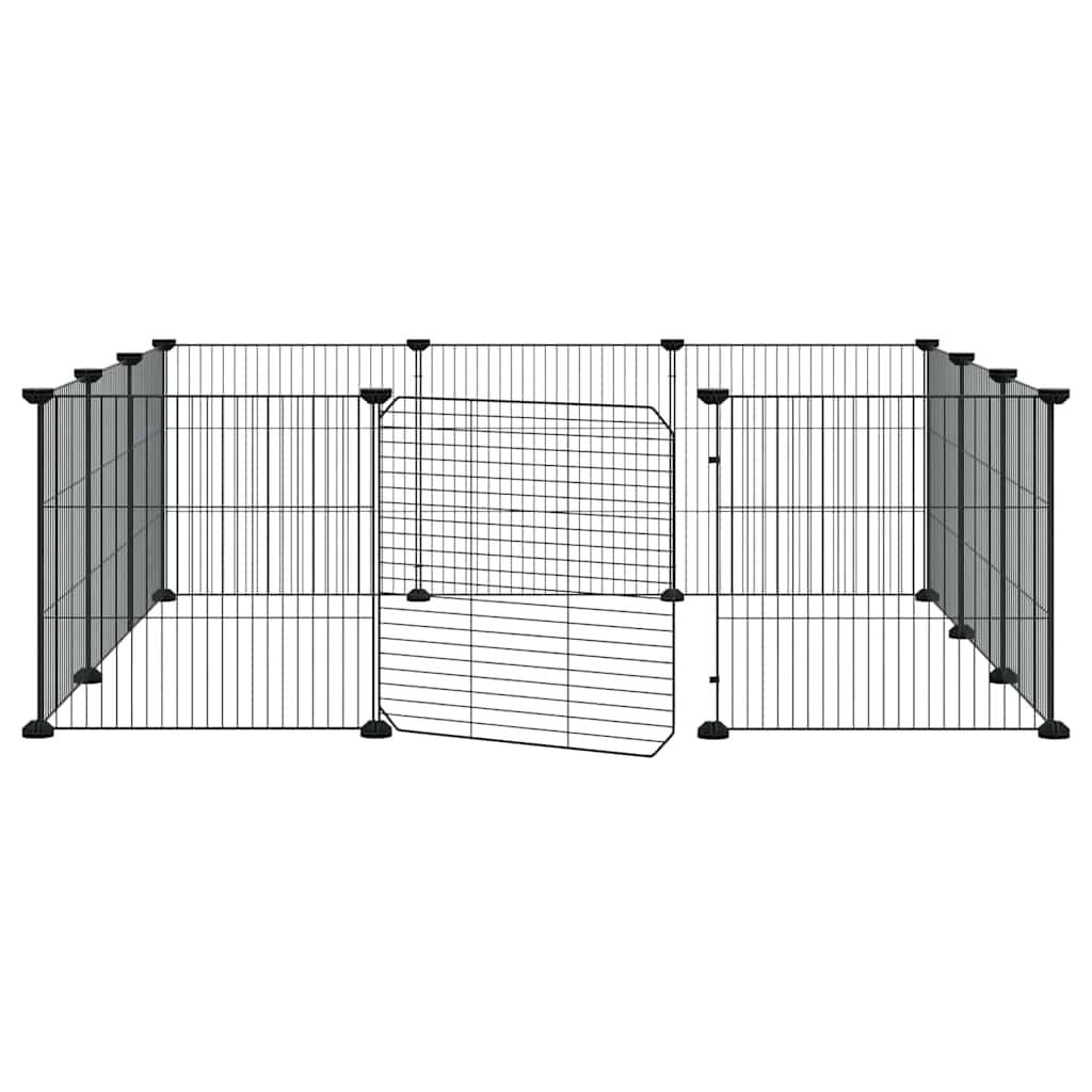 Vidaxl - Cage pour animaux de compagnie à 12 panneaux avec porte, noire, 105 x 105 x 35 cm, acier vidaXL 171626 - Imagen 5