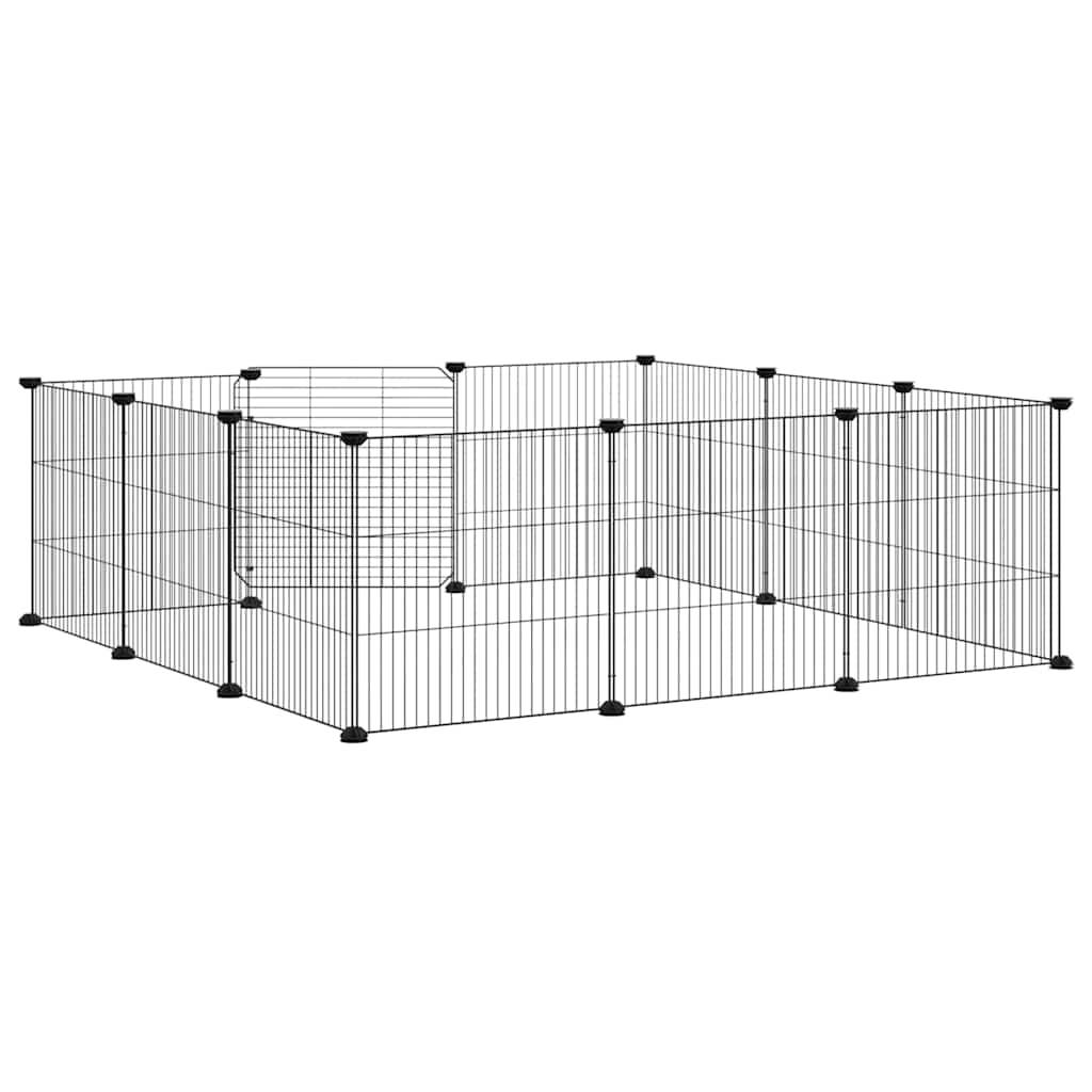 Vidaxl - Cage pour animaux de compagnie à 12 panneaux avec porte, noire, 105 x 105 x 35 cm, acier vidaXL 171626 - Imagen 7
