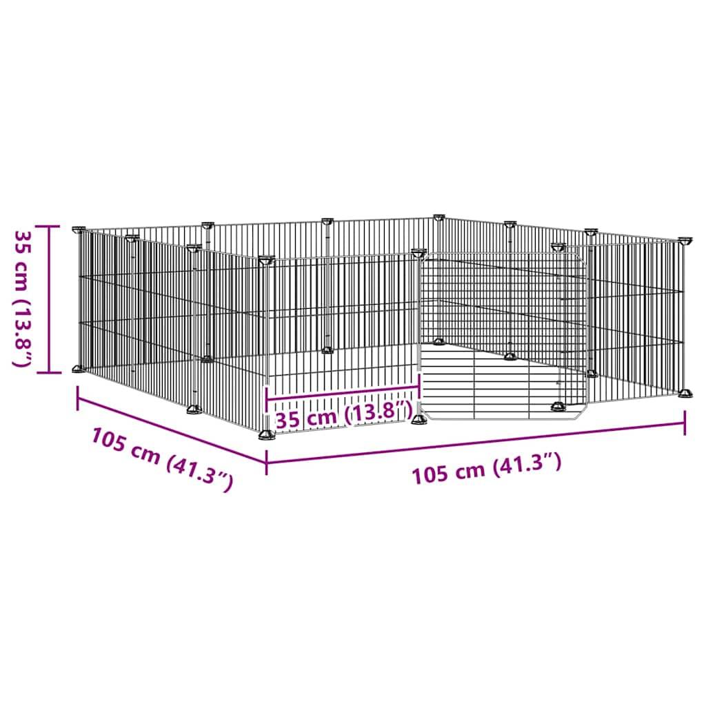 Vidaxl - Cage pour animaux de compagnie à 12 panneaux avec porte, noire, 105 x 105 x 35 cm, acier vidaXL 171626 - Imagen 3