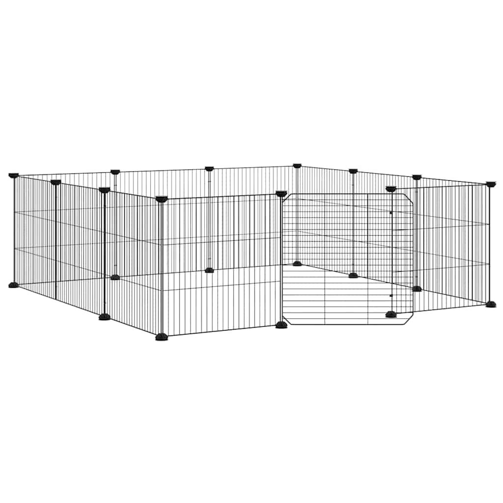 Vidaxl - Cage pour animaux de compagnie à 12 panneaux avec porte, noire, 105 x 105 x 35 cm, acier vidaXL 171626 - Imagen 2
