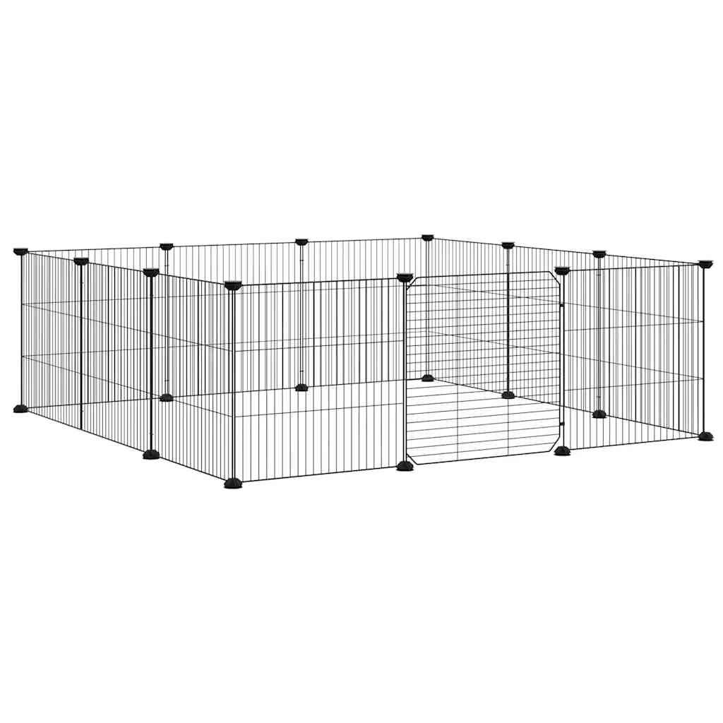 Vidaxl - Cage pour animaux de compagnie à 12 panneaux avec porte, noire, 105 x 105 x 35 cm, acier vidaXL 171626 - Imagen 9