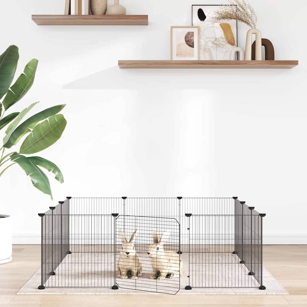 Vidaxl - Cage pour animaux de compagnie à 12 panneaux avec porte, noire, 105 x 105 x 35 cm, acier vidaXL 171626 - Imagen 1