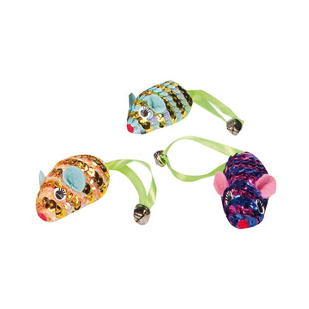 lot de 3 Souris mousse spiral avec grelot 6.5 cm jeux pour chat - Imagen 1