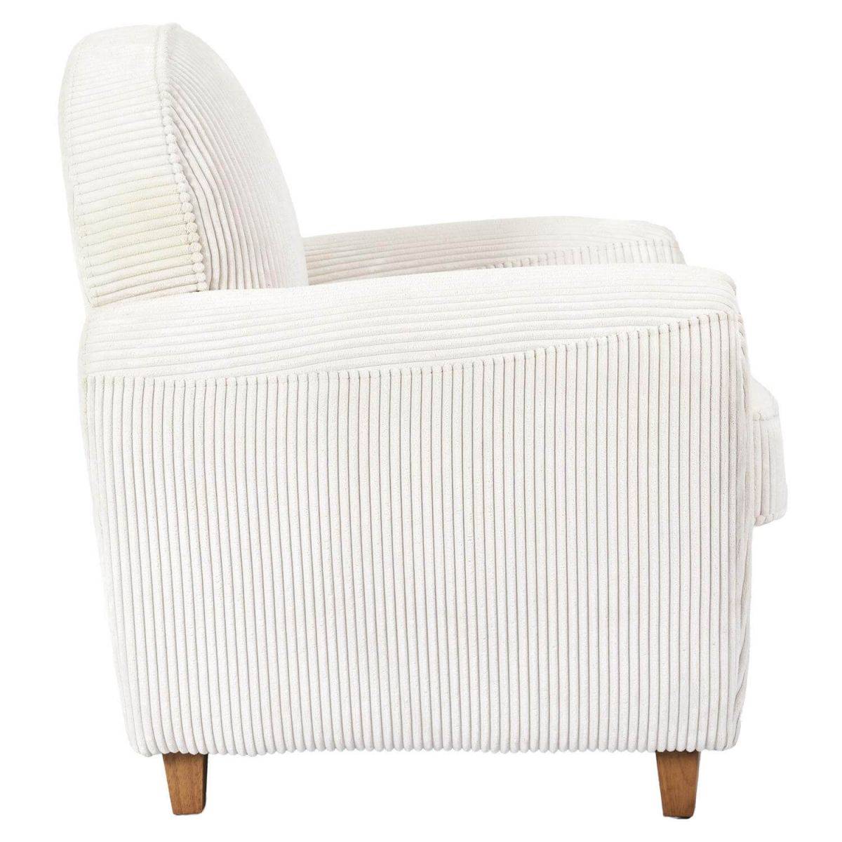 ALTOBUY - Fauteuil Club Tissu Velours Côtelé Beige - GANDY - Image 10