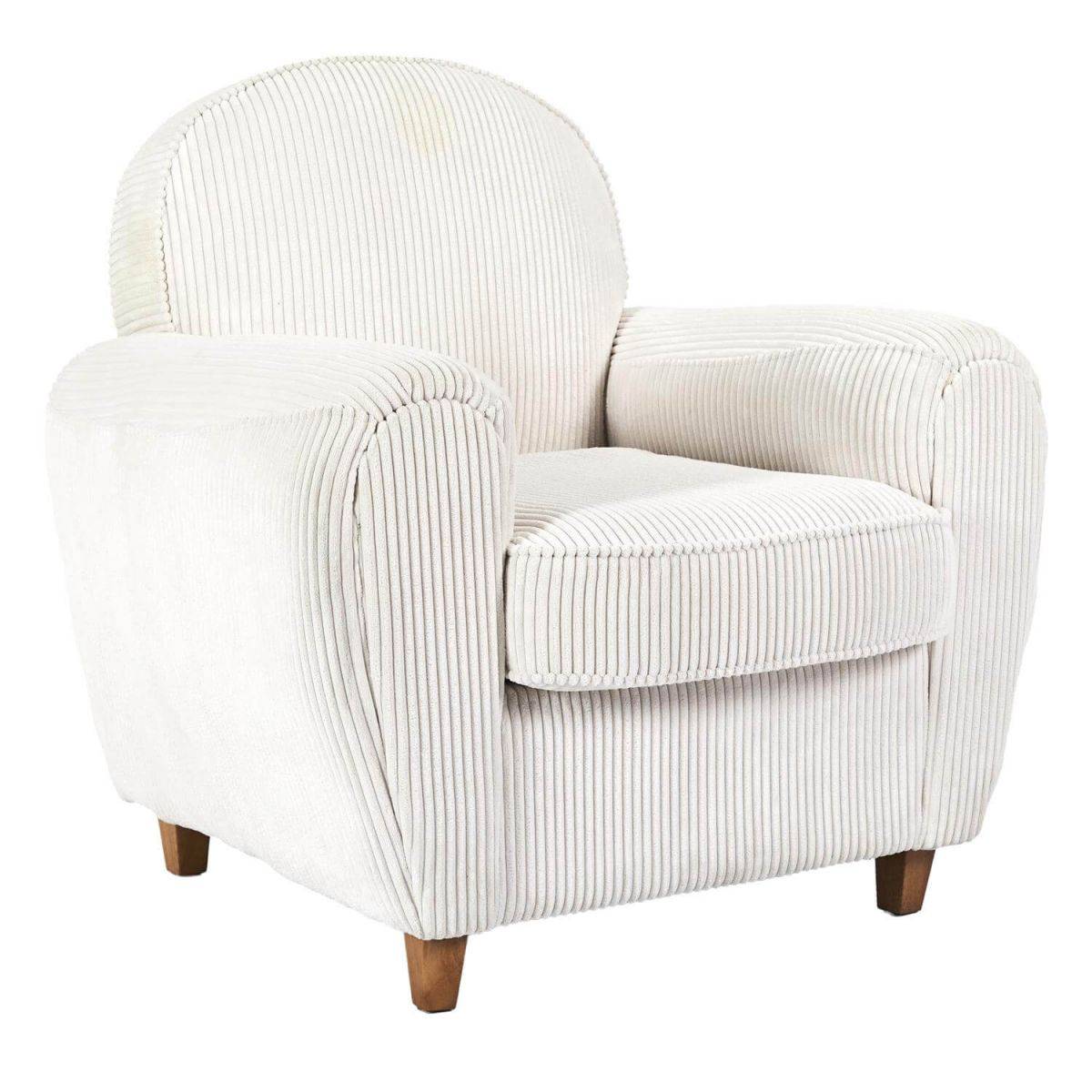 ALTOBUY - Fauteuil Club Tissu Velours Côtelé Beige - GANDY - Image 1