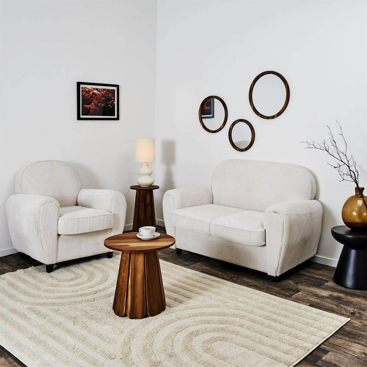 ALTOBUY - Fauteuil Club Tissu Velours Côtelé Beige - GANDY - Image 6