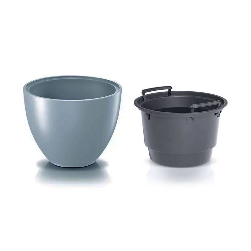 Pot de fleurs HEOS gris clair avec cuve amovible - Volume 25L - Diamètre 29,8cm - Image 2