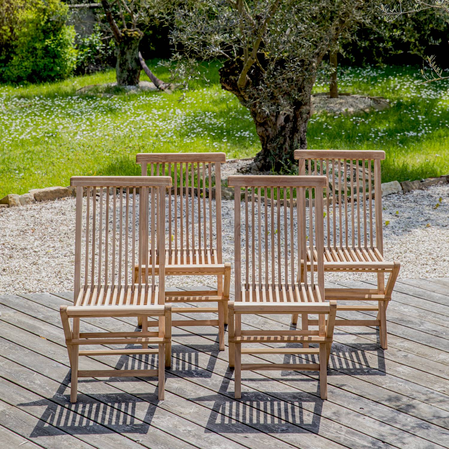 Lot de 4 chaises de jardin en teck LOMBOK - HAPPY GARDEN - Imagen 2