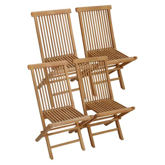 Lot de 4 chaises de jardin en teck LOMBOK - HAPPY GARDEN - Imagen 1
