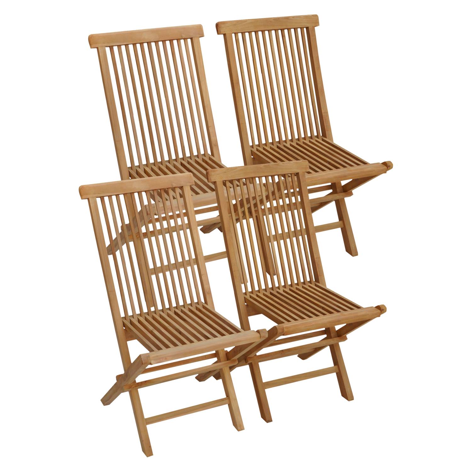 Lot de 4 chaises de jardin en teck LOMBOK - HAPPY GARDEN - Imagen 1
