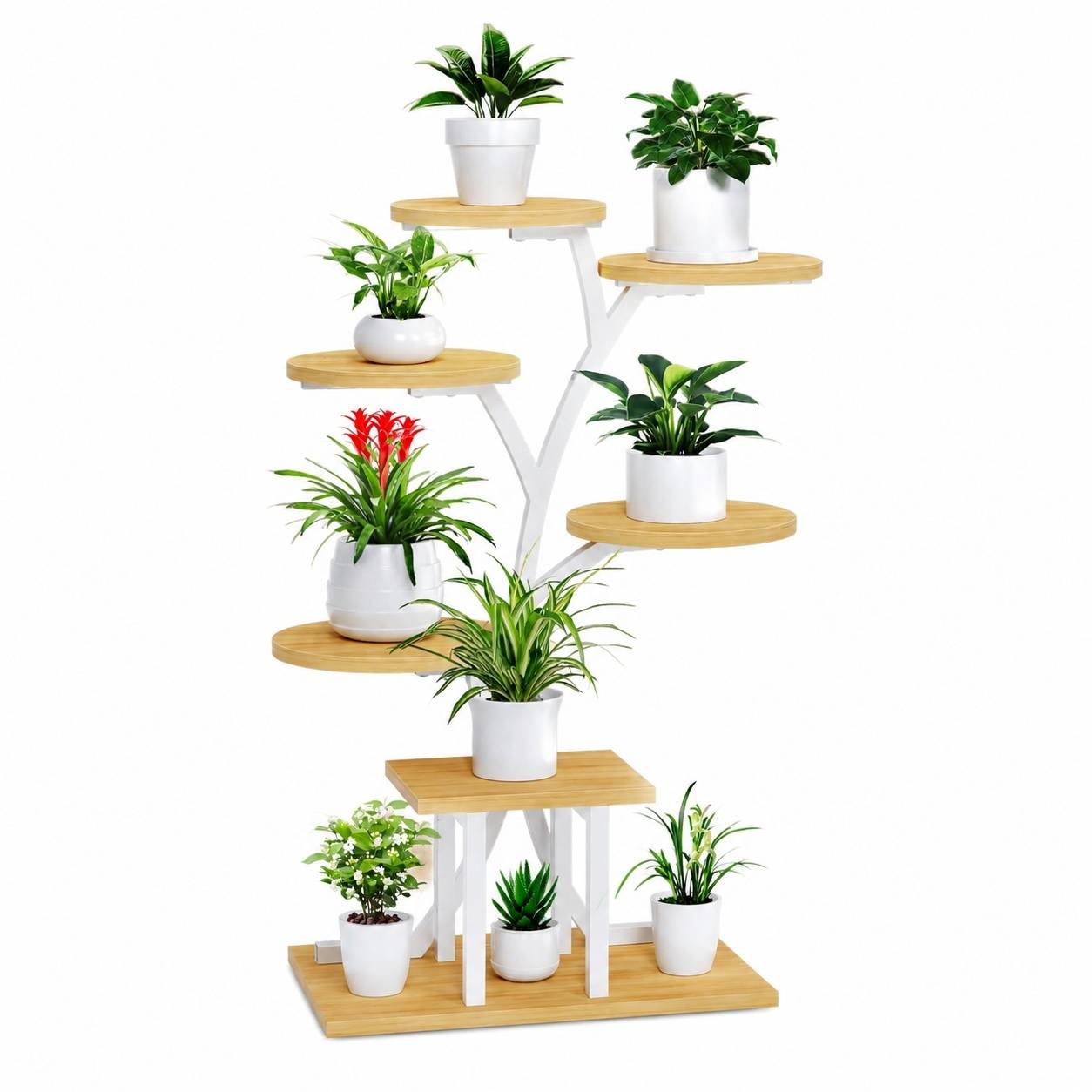 Étagère à Plantes 7 Niveaux 110cm Avec Lumières de Croissance Métal Stable pour Intérieur - Image 1