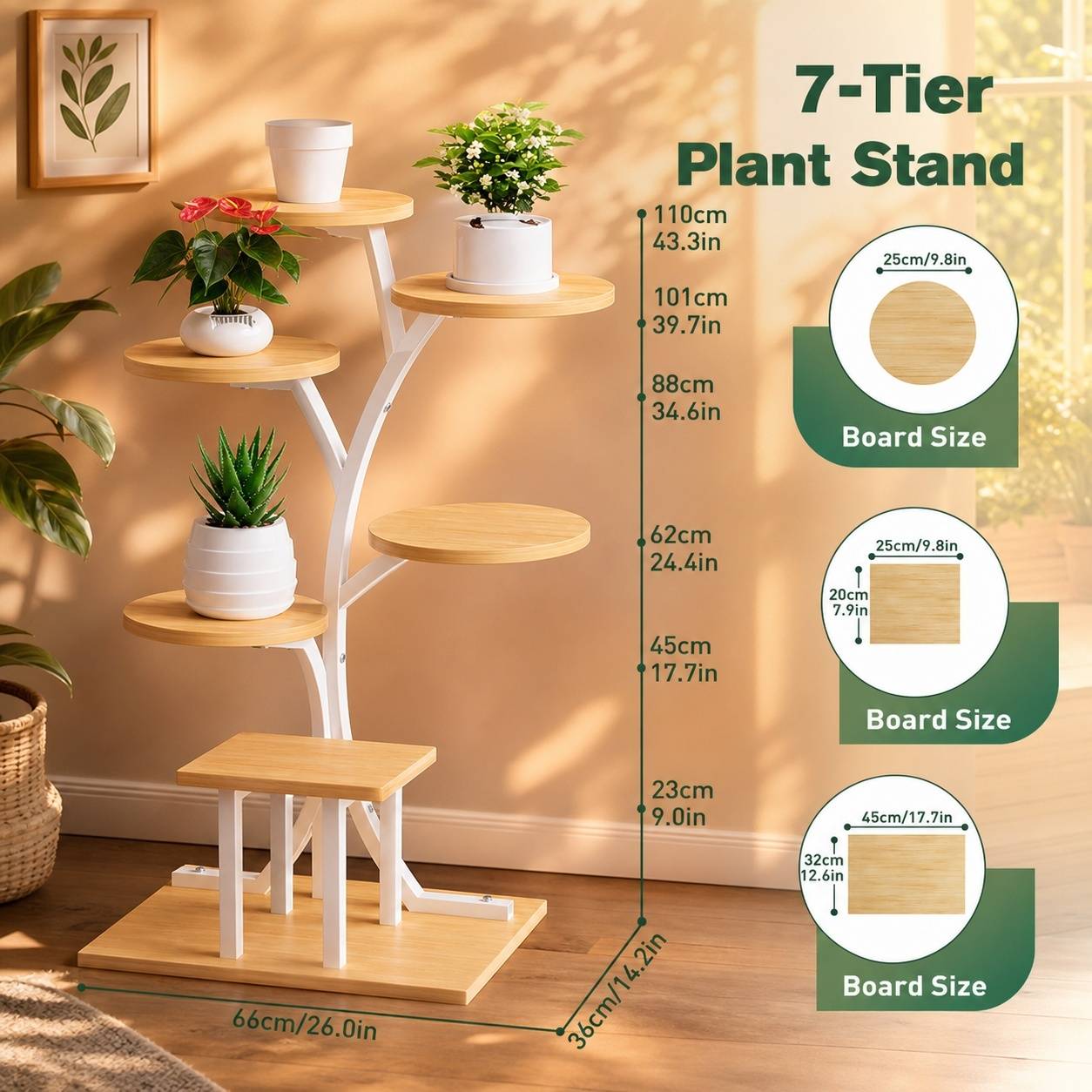 Étagère à Plantes 7 Niveaux 110cm Avec Lumières de Croissance Métal Stable pour Intérieur - Image 4