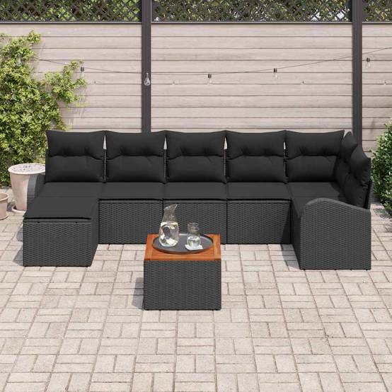 ComfortXL - Salon de jardin 8 places avec pouf en poly rotin modulable et rangement pour patio Noir – ComfortXL Outdoor Living - Image 1