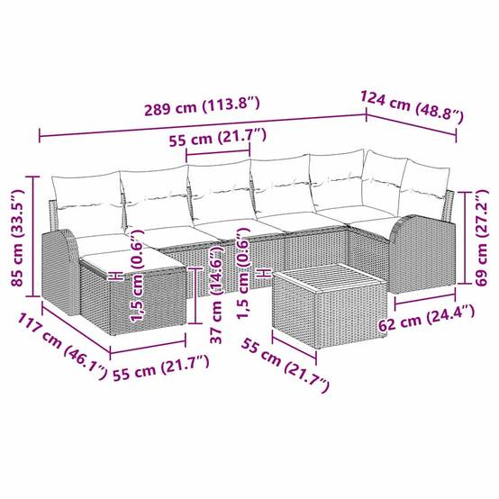 ComfortXL - Salon de jardin 8 places avec pouf en poly rotin modulable et rangement pour patio Noir – ComfortXL Outdoor Living - Image 8